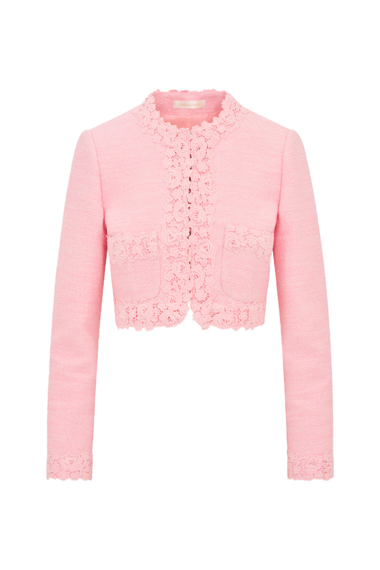 Leilana Tweed Cropped Jacket | Strawberry Spritz
