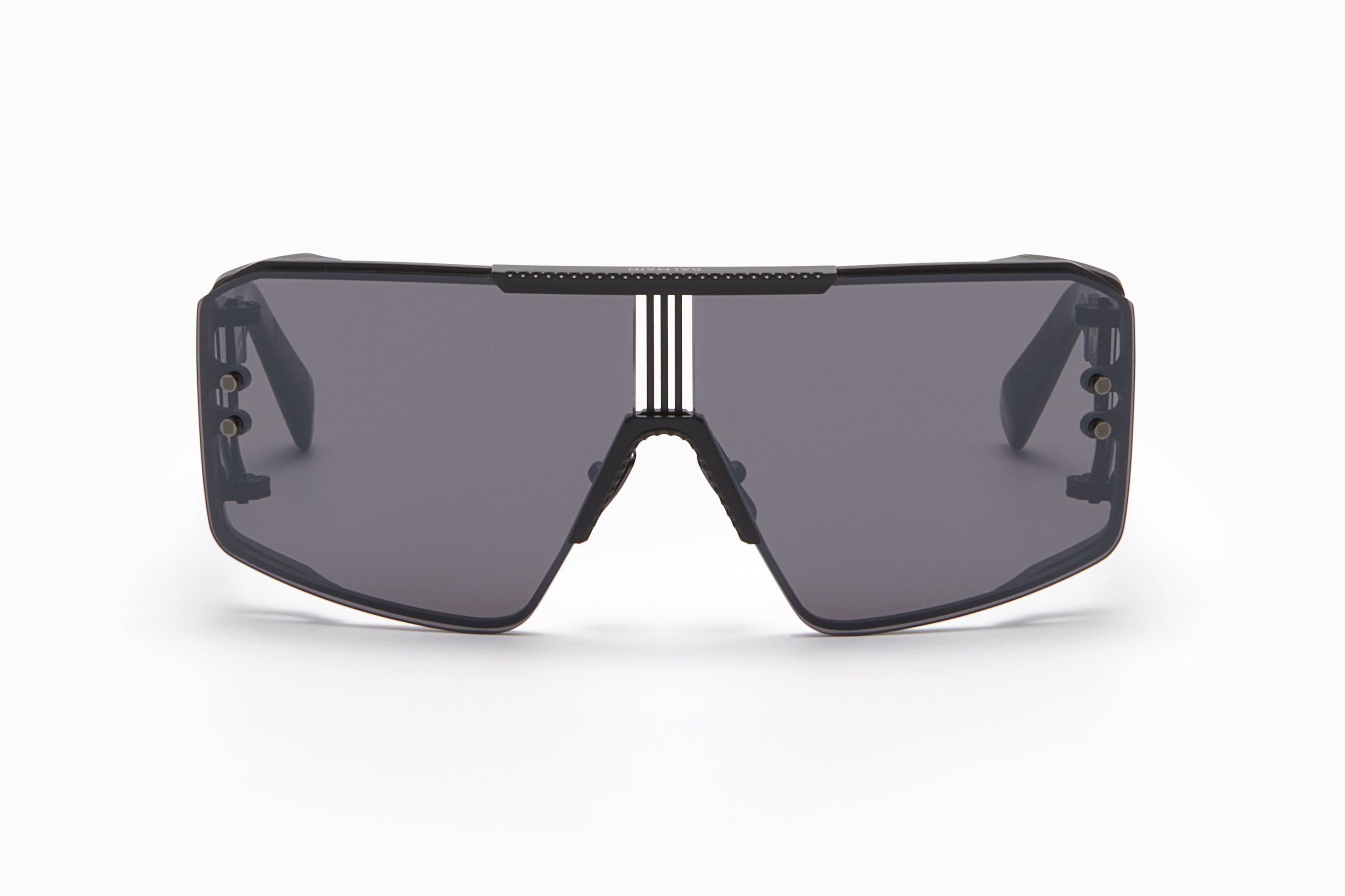Unisex | Le Masque Sunglass | Matte Black - Black Crystal - Side Lens w /PB Pattern | Dark Grey w/ Black Mirror