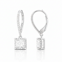 1.70 CT Princess/Round Lab-Grown Diamond | Dangle Earrings | 14K White Gold | F Color | VS Clarity