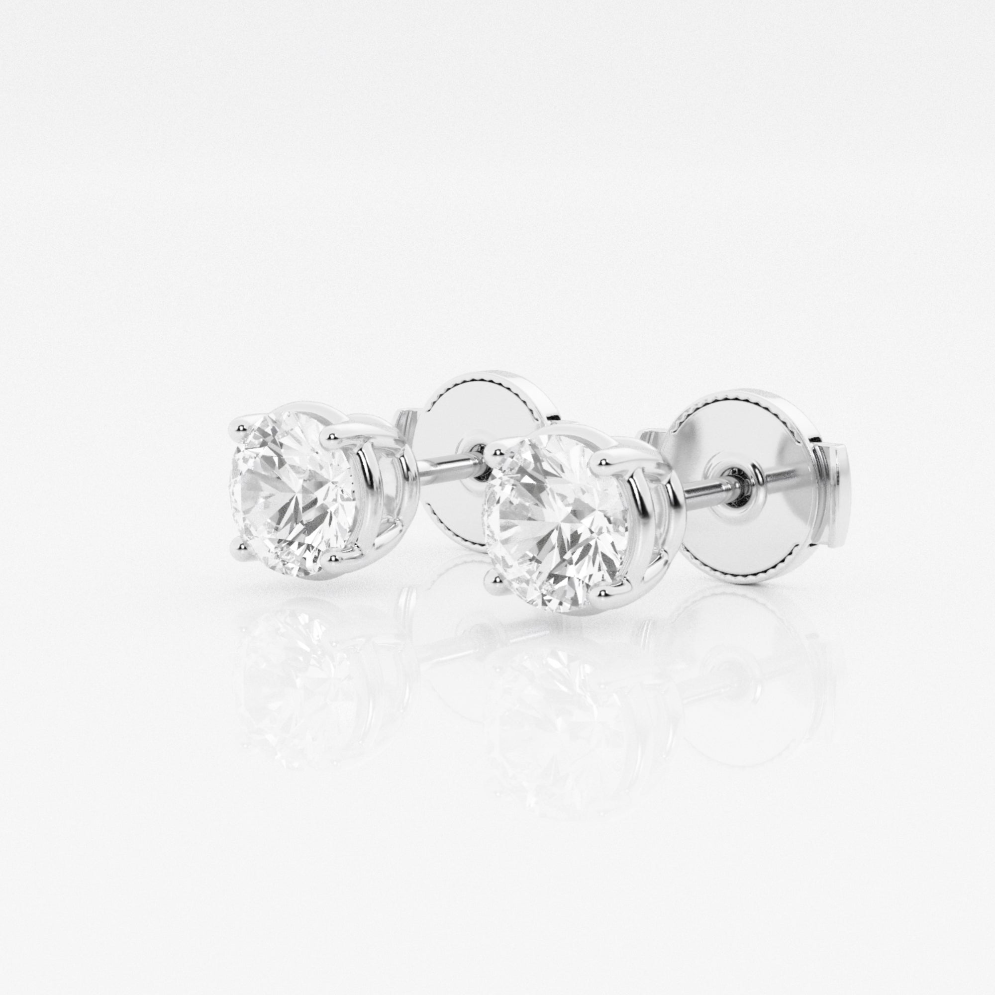 1.00 CT Round Lab-Grown Diamond | Guardian-Back Stud Earrings | 14K White Gold | G Color | SI Clarity