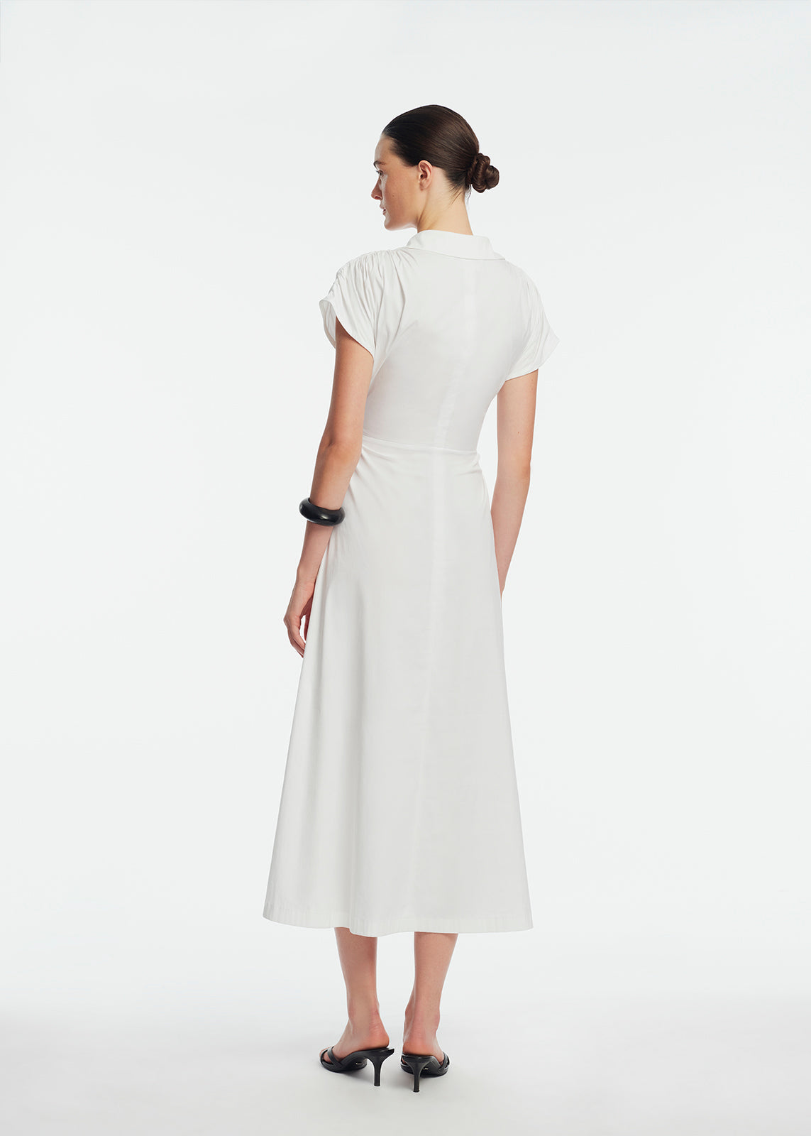 Cotton Poplin Tie Waist Dress | White