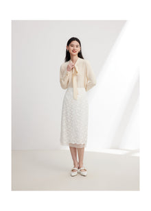 Lace Midi Skirt | White
