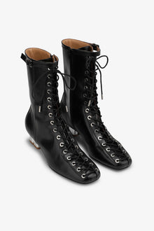 Lace Up Ankle Boots in Oleatex | Black