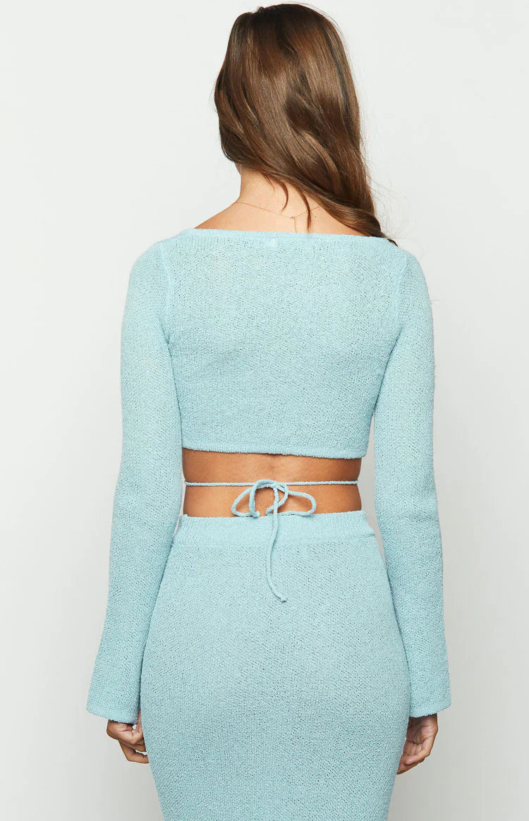 Laila Long Sleeve Knit Top | Blue