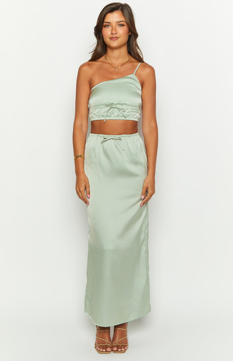 Lala Satin Maxi Skirt | Sage