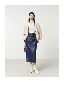 Leather Skirt | Blue
