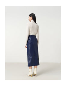 Leather Skirt | Blue