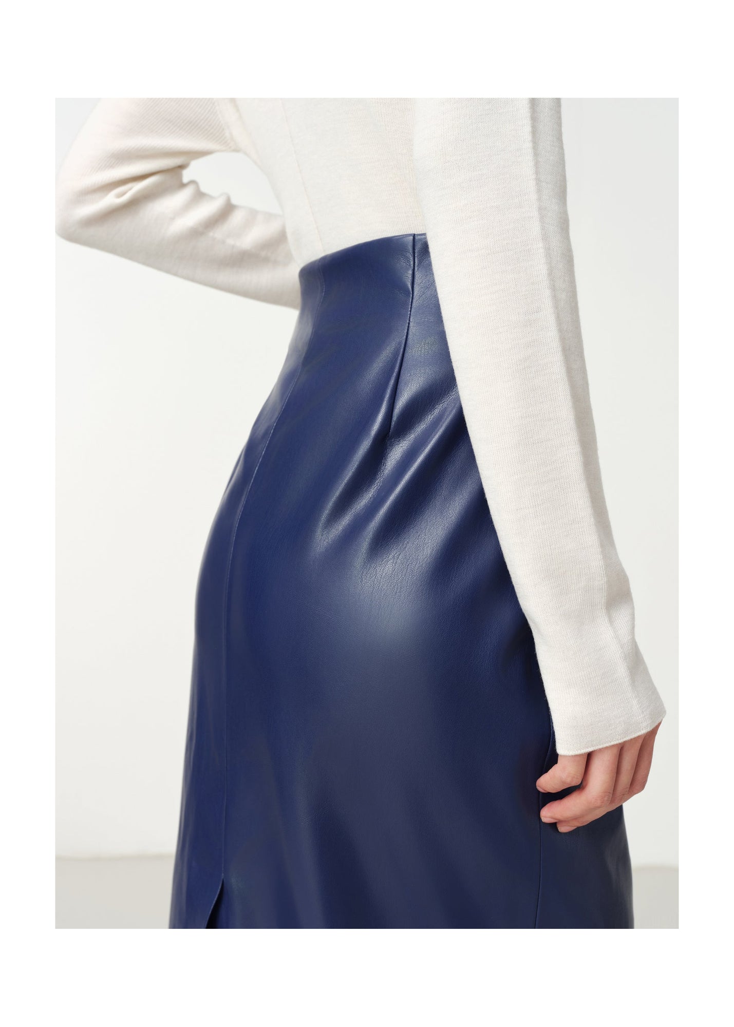 Leather Skirt | Blue