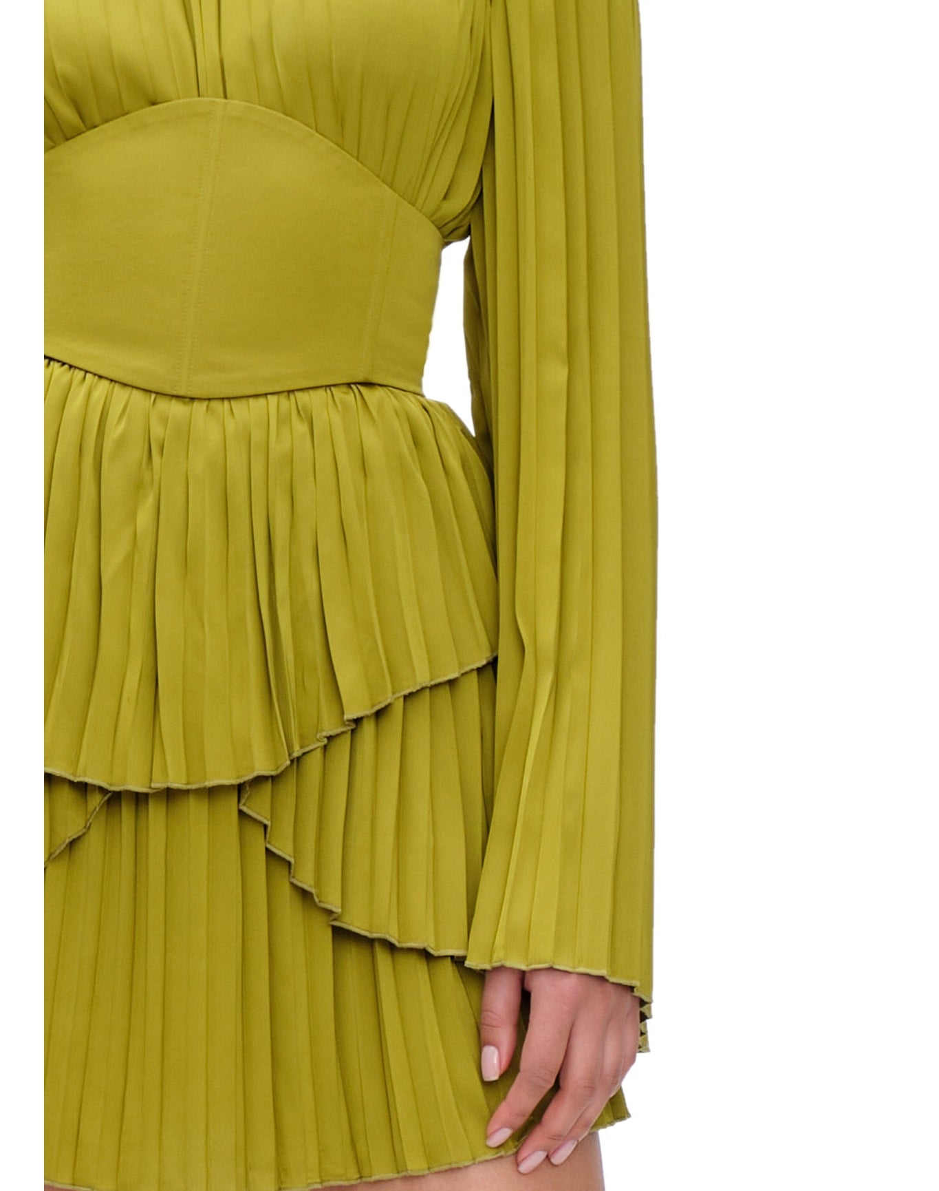 Lenti Pleated Mini Dress | Lime
