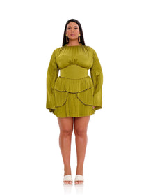 Lenti Pleated Mini Dress | Lime