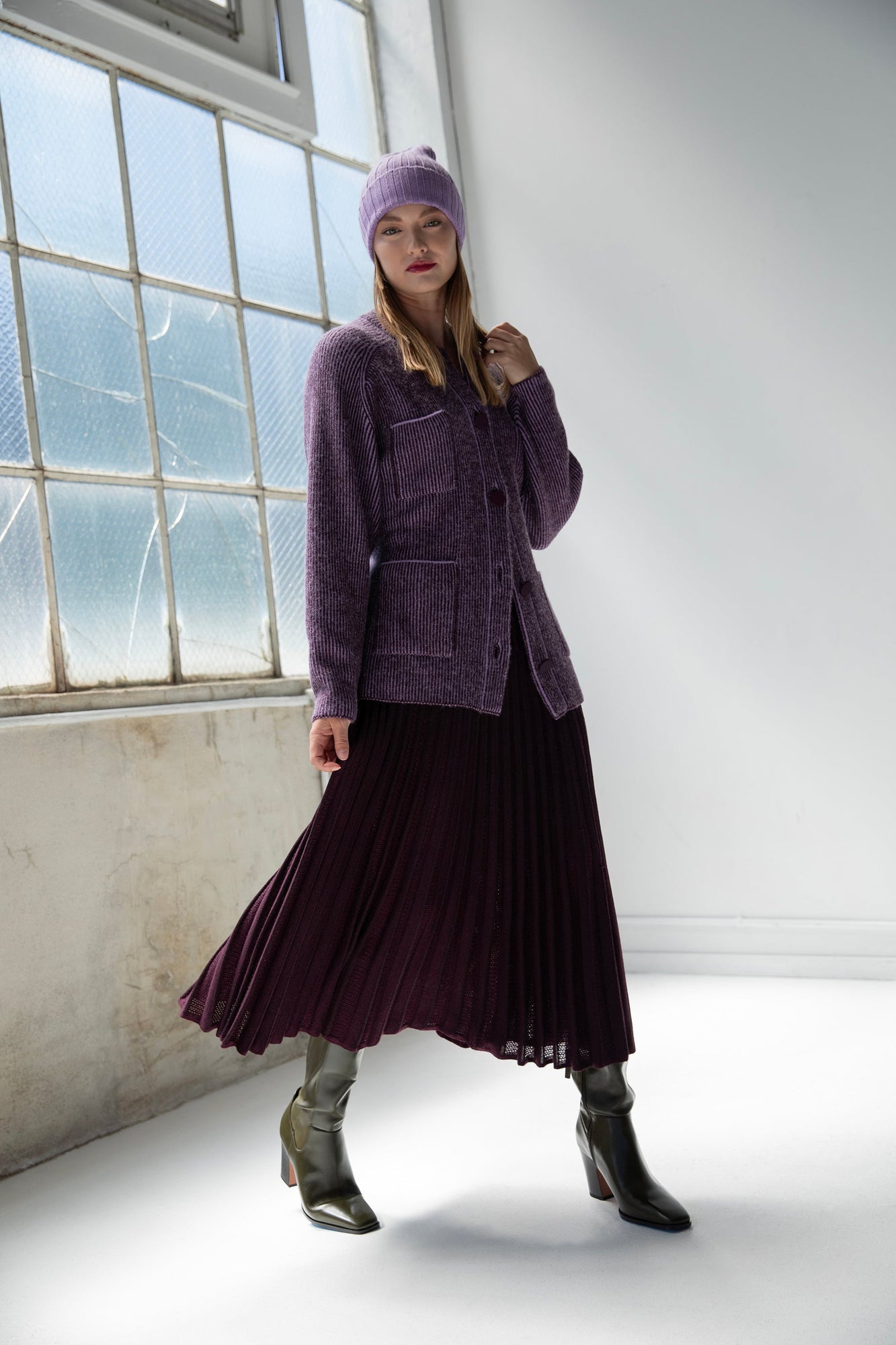 Lesse Cardigan | Aubergine