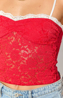 Libby Lace Crop Top | Red