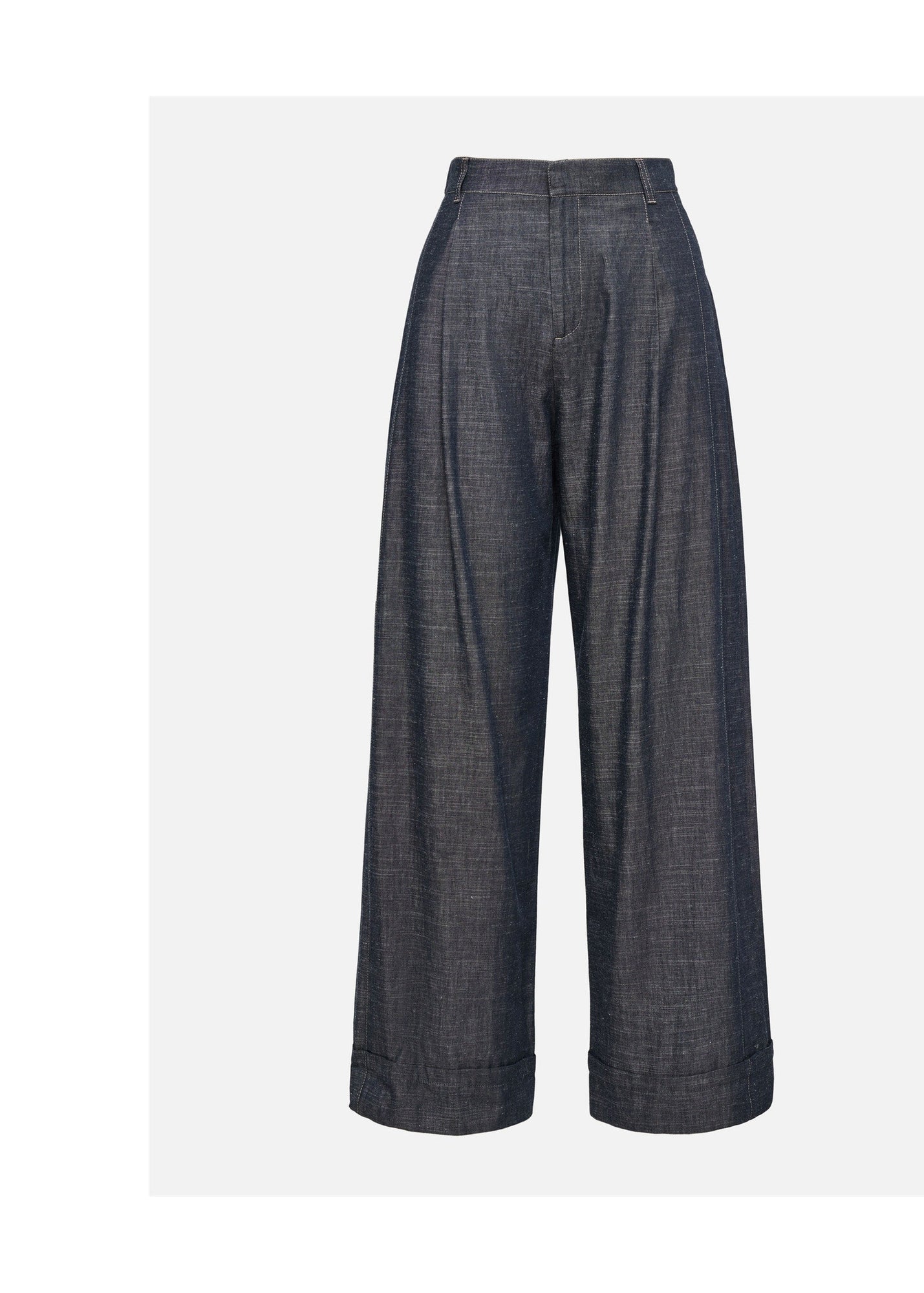 Linen-Cotton Cropped Pants | Navy