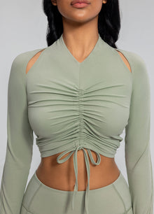 Drawstring Crop Top | Sage Green