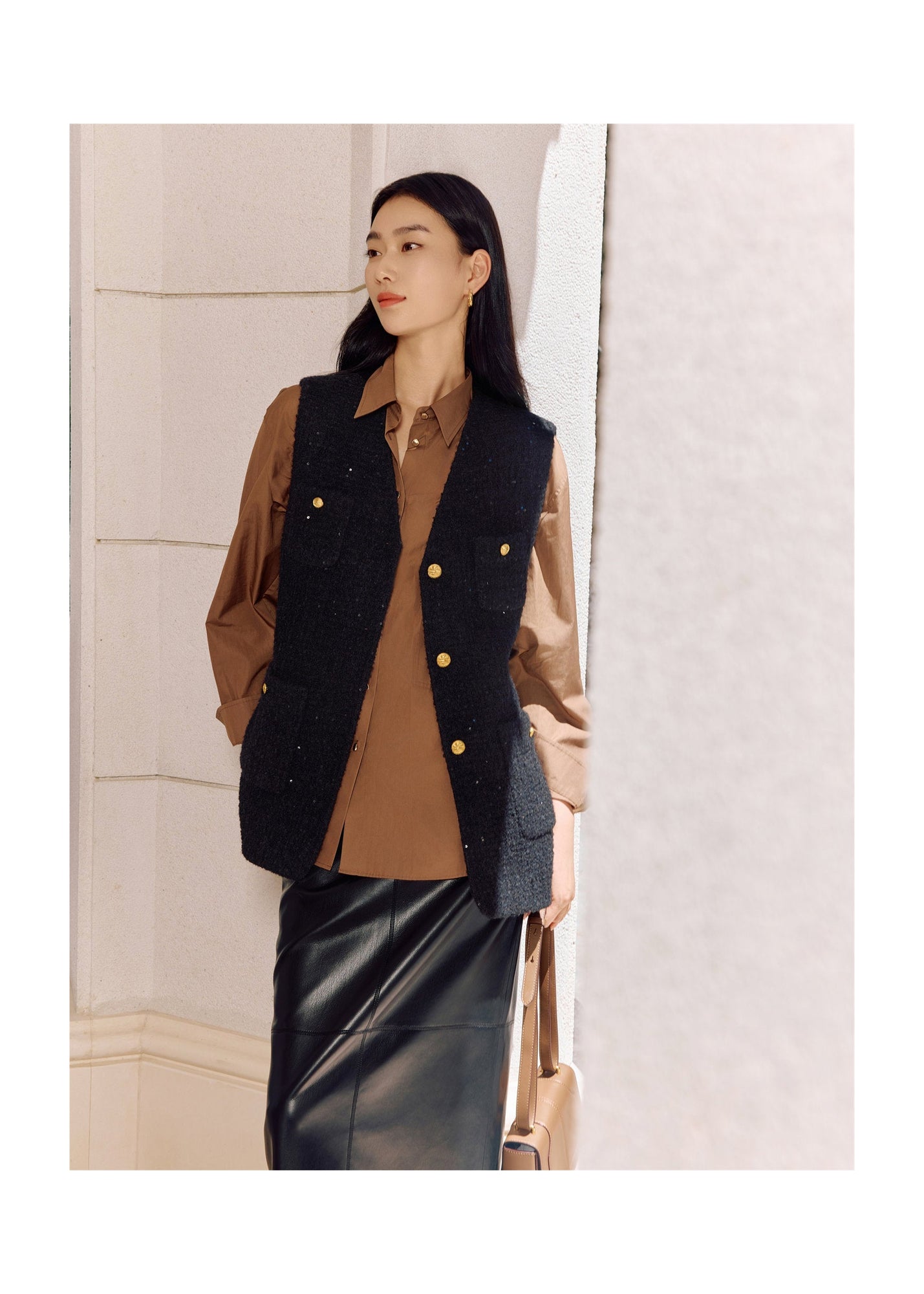 Loose Straight-Cut Vest | Black