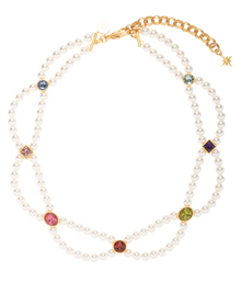Lenora Pearl Necklace | Multicolor Glass Pearls/Glass/Acrylic Stones