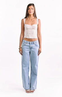 Louis Floral Corset Top | White