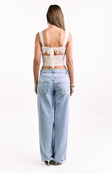 Louis Floral Corset Top | White
