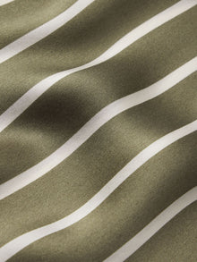 Inez Washable Silk Printed Short PJ Set in Classic Stripe Moss/Moss.