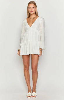 Lucky Heart Long Sleeve Mini Dress | White