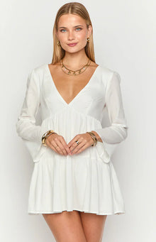 Lucky Heart Long Sleeve Mini Dress | White