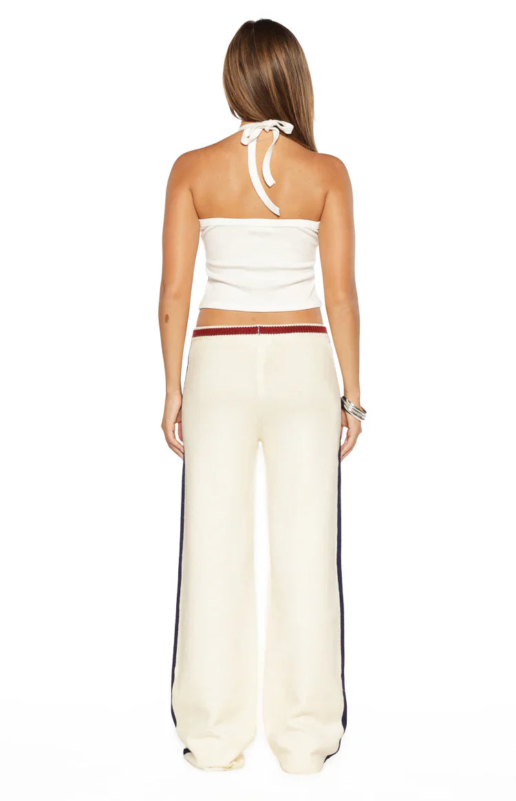 Luna Knit Jacquard Track Pants | Cream