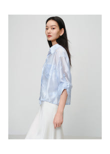 Lustrous Shirt Top | Blue