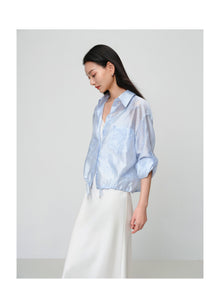 Lustrous Shirt Top | Blue