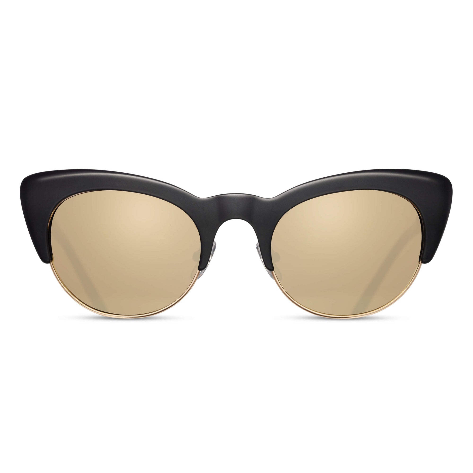 Womens | M2018 Cat Eye Sunglass | Matte Black | Gold Mirror Lens | 49MM