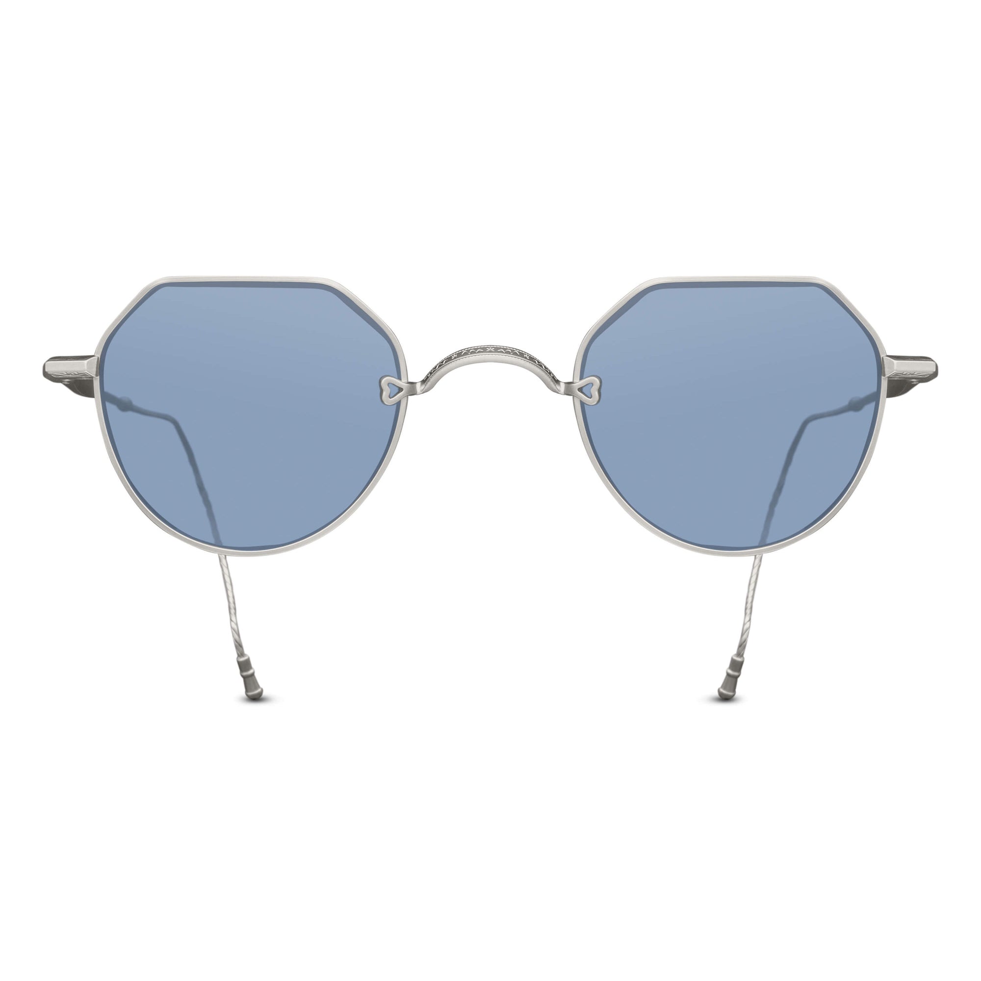 Unisex | M3132 Panto Sunglass | Matte Palladium White | Cobalt Blue Lens | 46MM