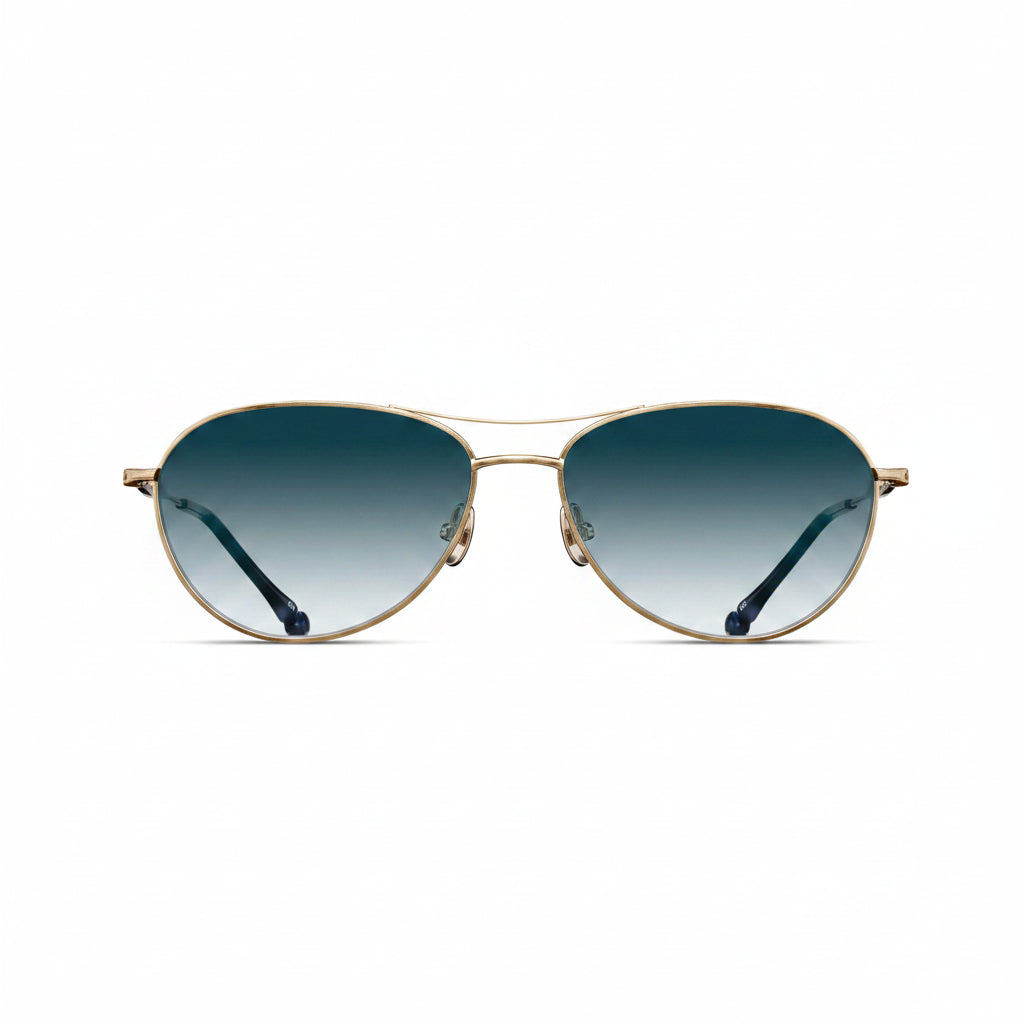 Unisex | M3139 Aviator Sunglass | Brushed Gold | Blue Gradient Lenses | 57MM