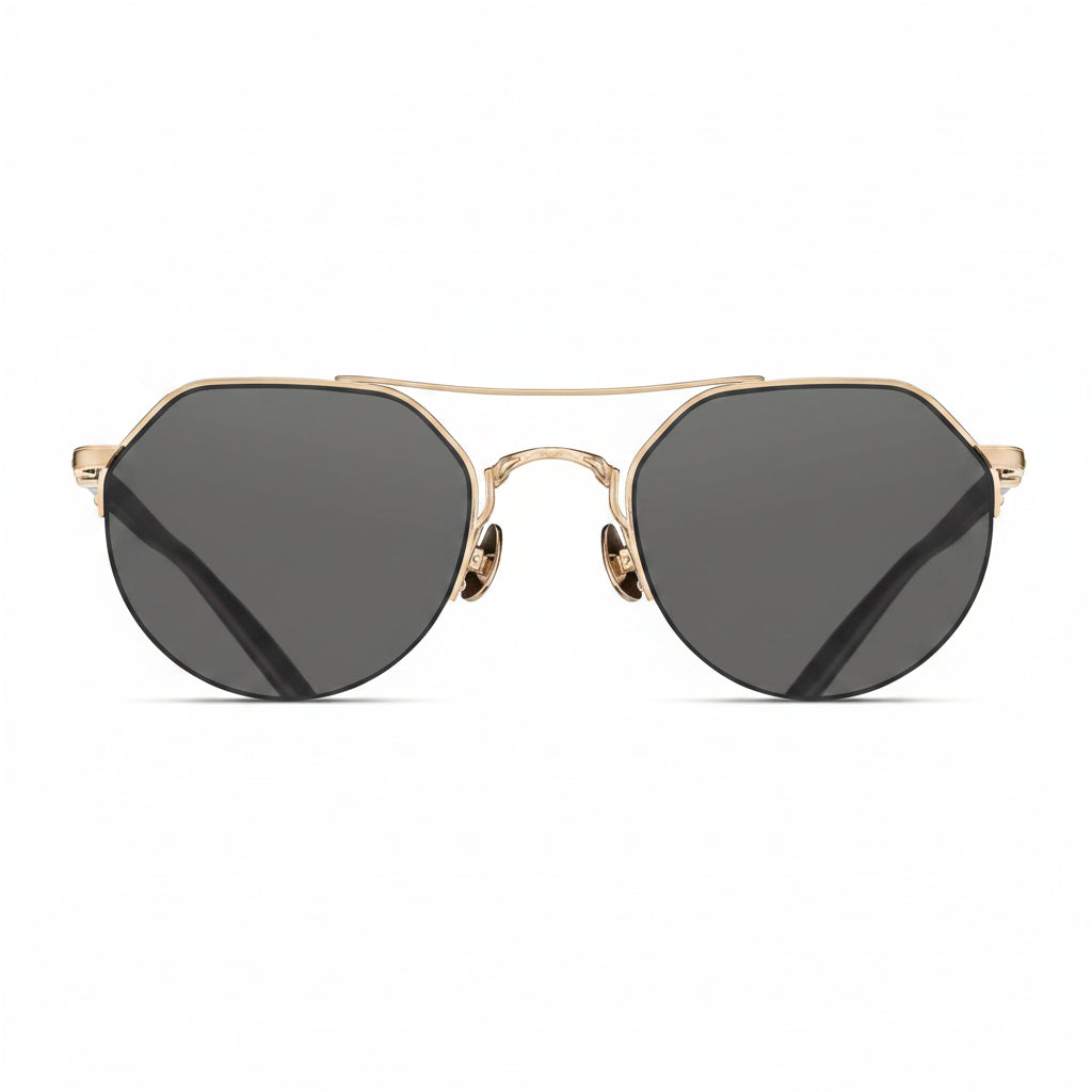 Unisex | M3141 Panto Sunglass | Brushed Gold | Grey Lenses | 50MM