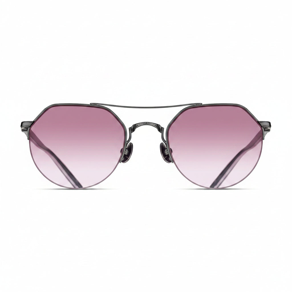 Unisex | M3141 Panto Sunglass | Ruthenium | Pink Gradient Lenses | 50MM