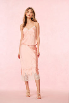 Malina Satin Midi Slip Skirt | Vintage Nude