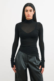 Skye Mock Neck Top | Black
