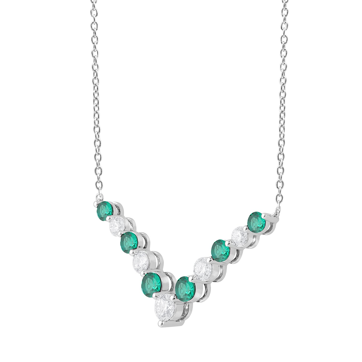 Womens | V-Shape Pendant Necklace | 14K White Gold | 1 CTW Round Cut Lab Grown Diamond | G-VS