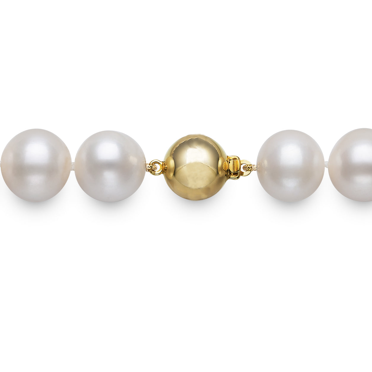 Round Strand Necklace | 14K Yellow Gold | White Freshwater Pearl11mm - 12mm
