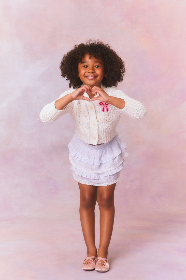 Girls Menna Bow Cardigan | White