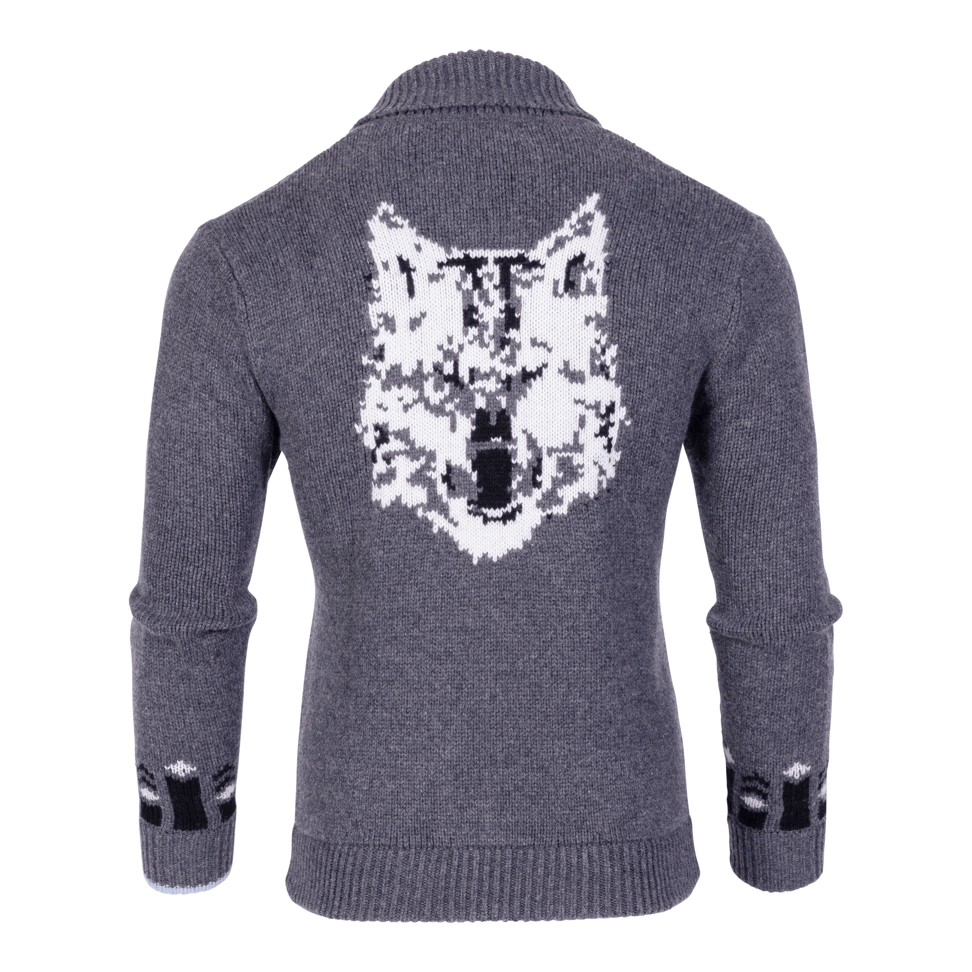 Men | Arctic Wolf Shawl Cardigan | Dark Grey Heather