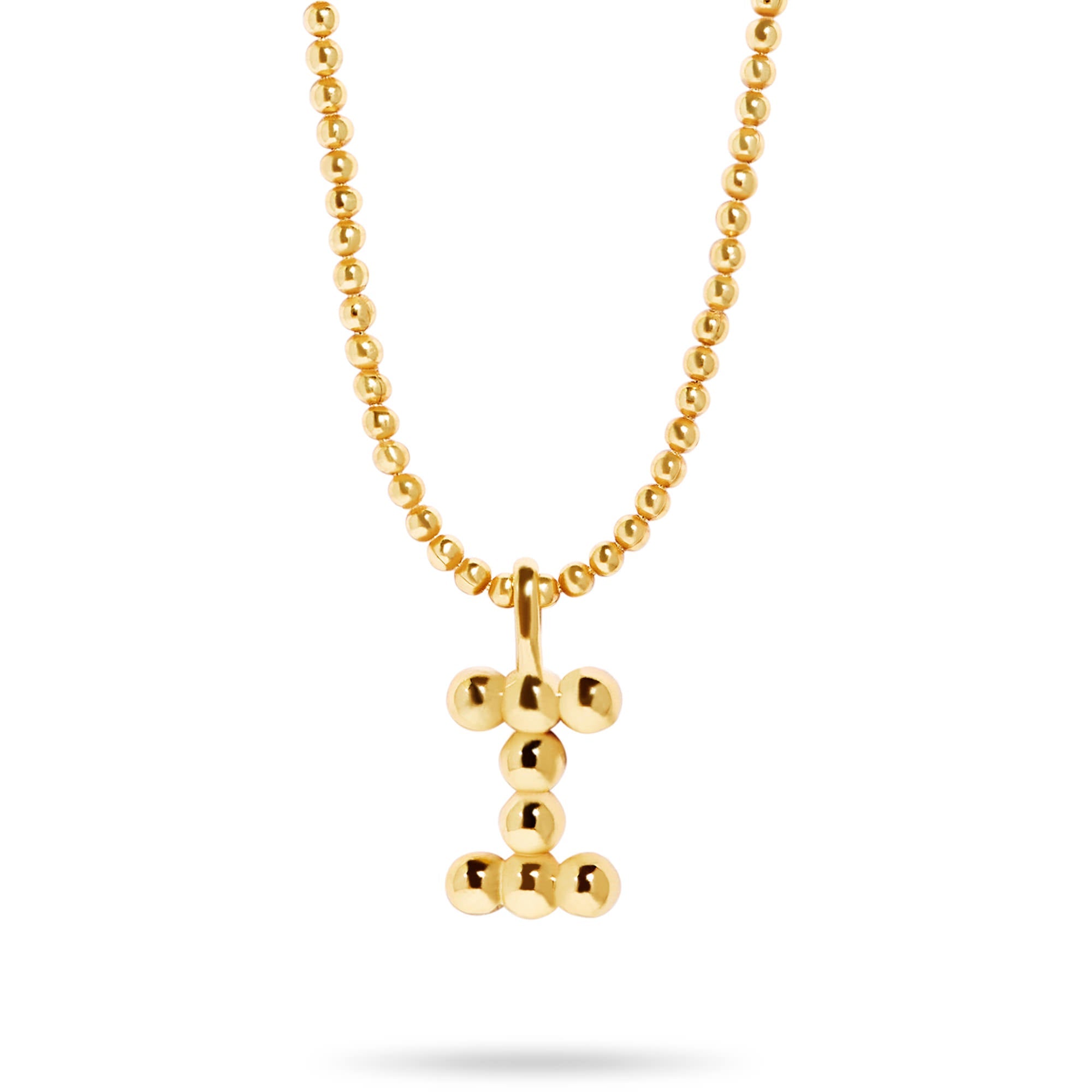 Stone and Strand Gold Vermeil Mochi Donut Initial Necklace Close Up I Image