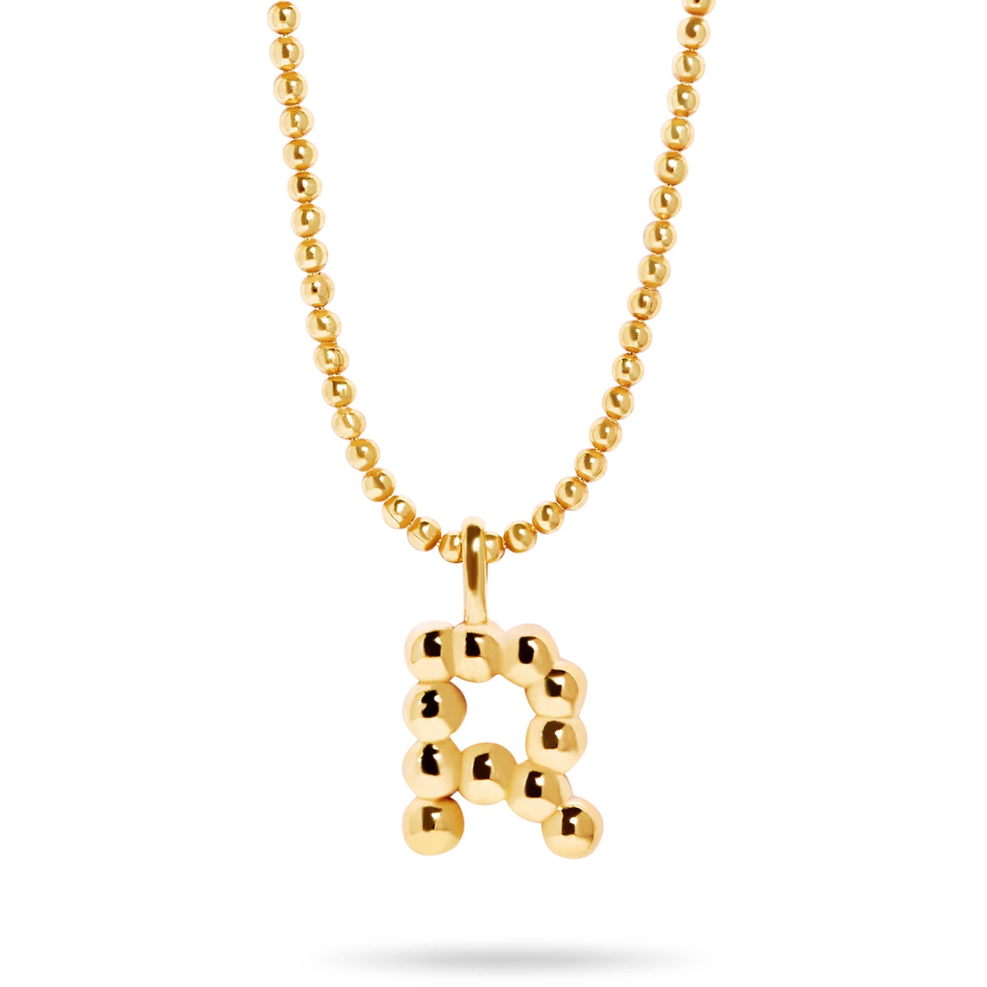 Stone and Strand Gold Vermeil Mochi Donut Initial Necklace Close Up R Image