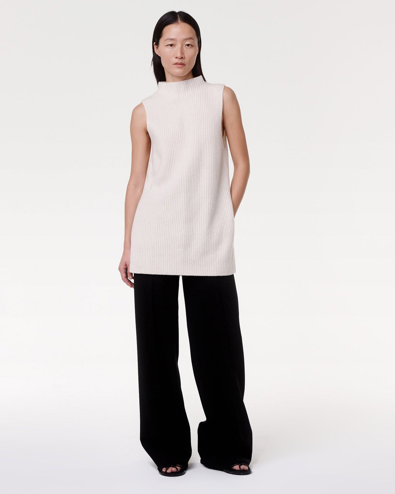 Women | Mock Neck Sleeveless Sweater | Off White