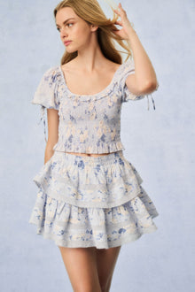 Molly Heirloom Print Top | Whisper Blue