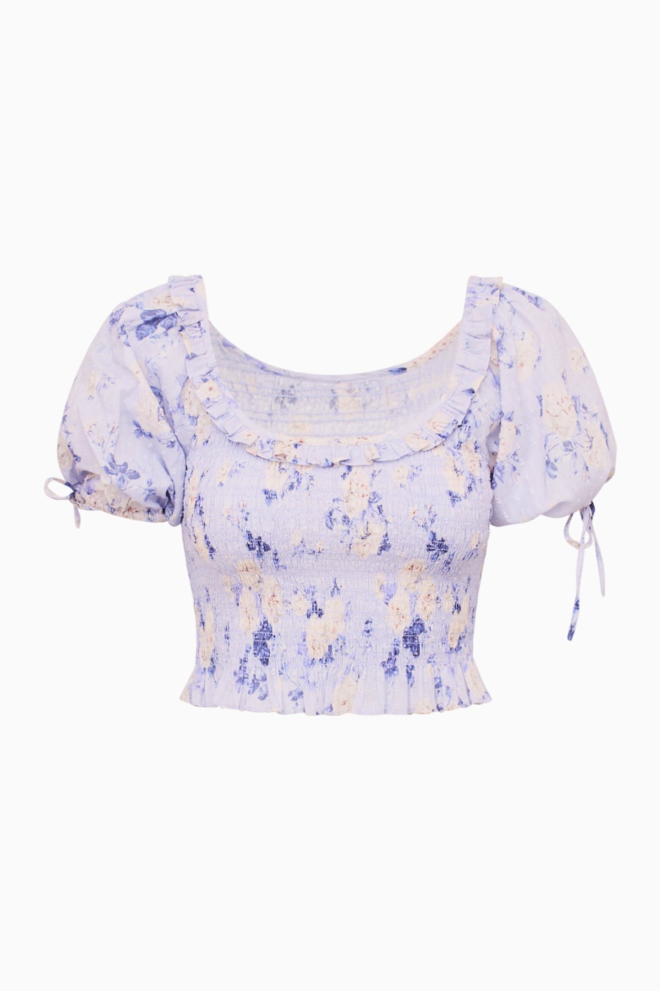 Molly Heirloom Print Top | Whisper Blue