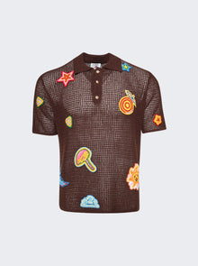 Men | CASABLANCA | Crochet Polo With Patches | Brown