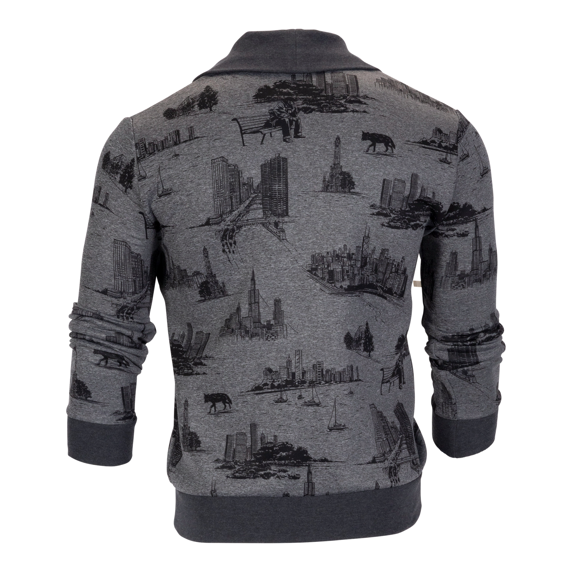 Men | City Of Wolves Chene Shawl Cardigan | Smoke Heather