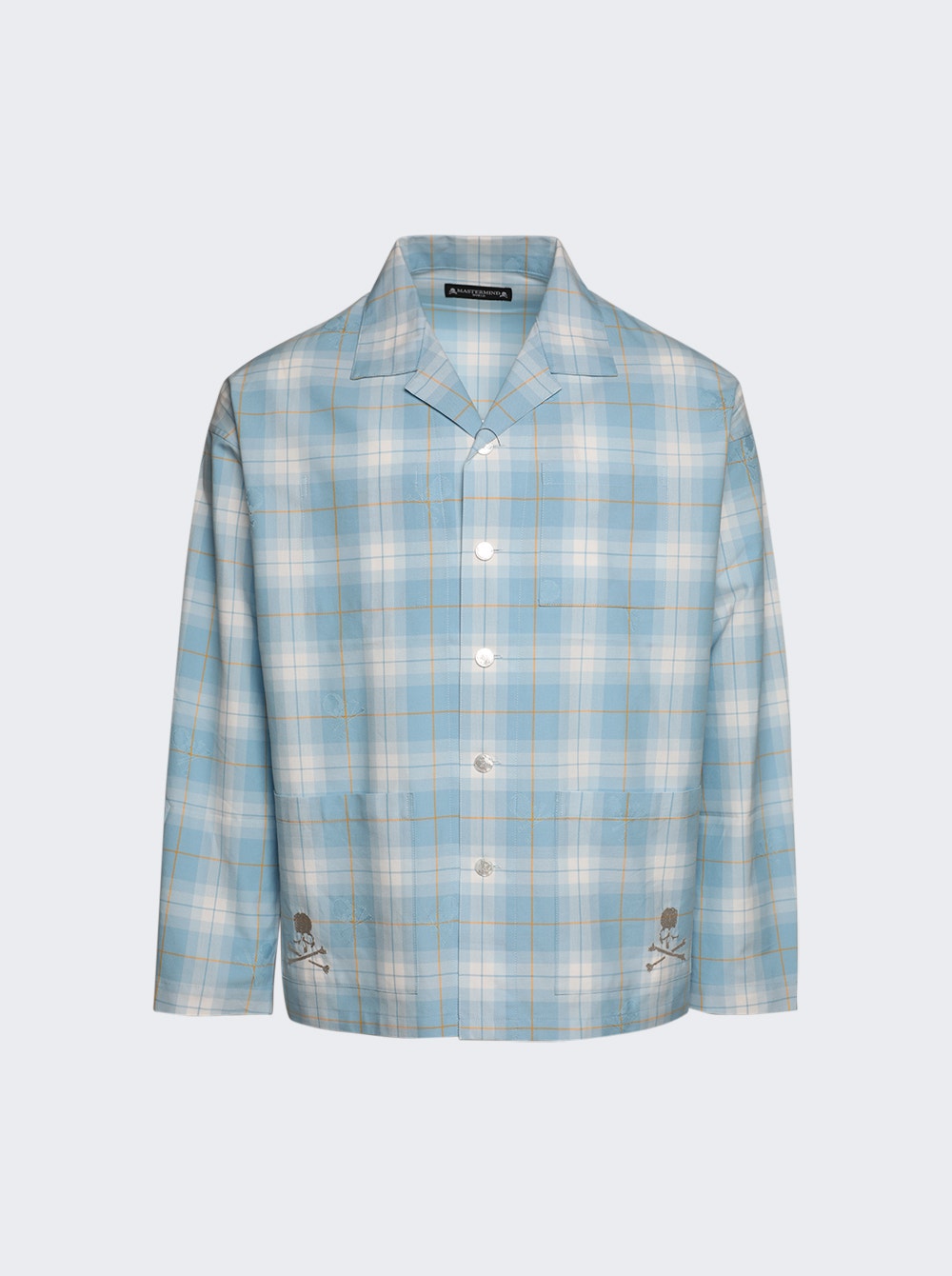 Men | MASTERMIND WORLD | Open Collar Plaid Shirt | Blue