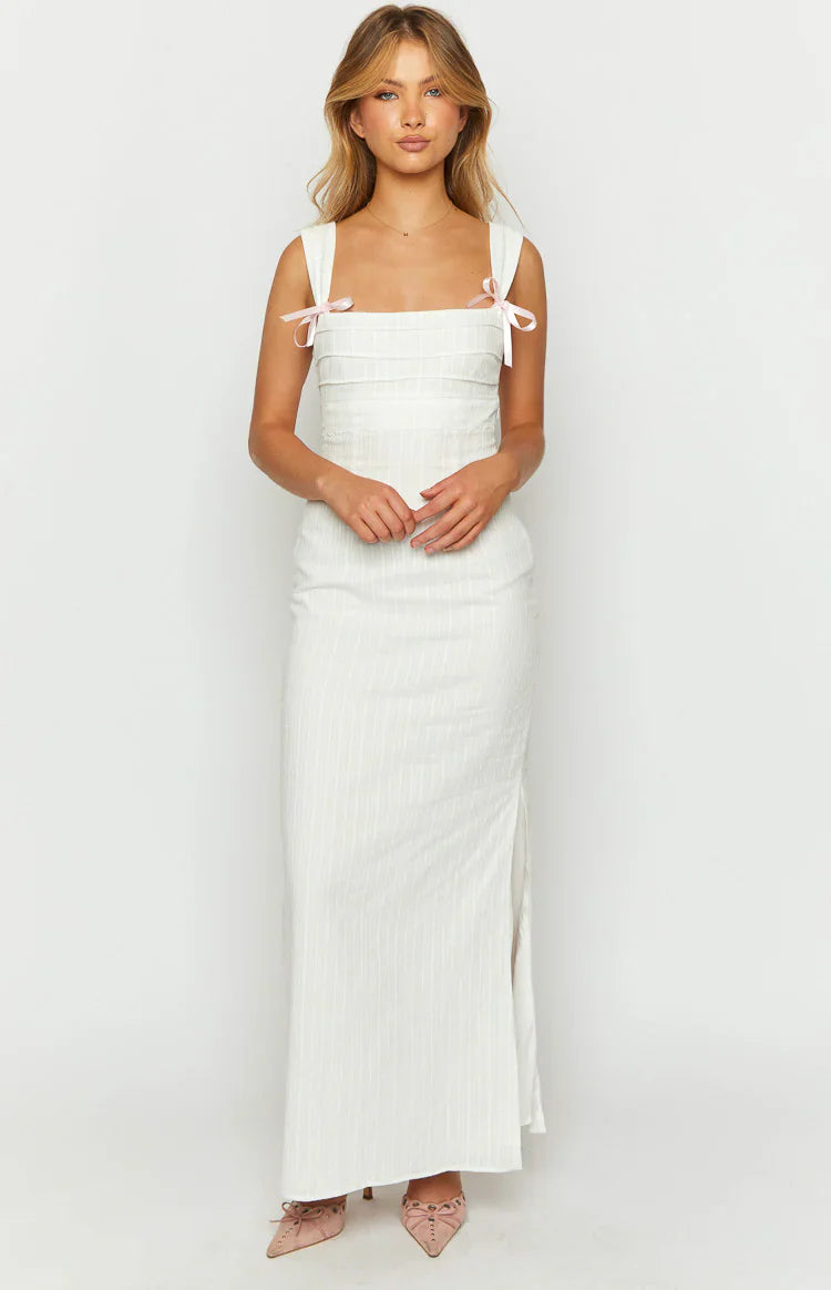 Magnus Tie Back Maxi Dress | White