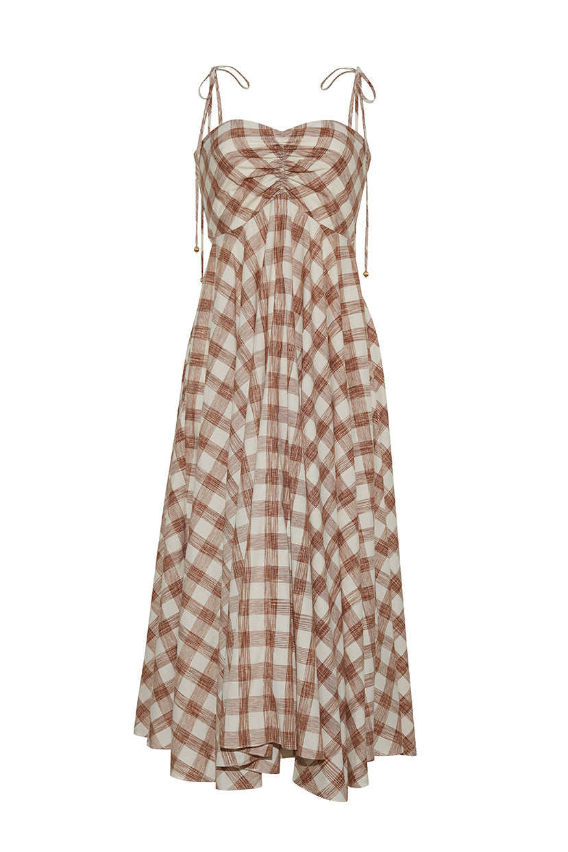 Sunray Dress | Sketched Plaid Brown
