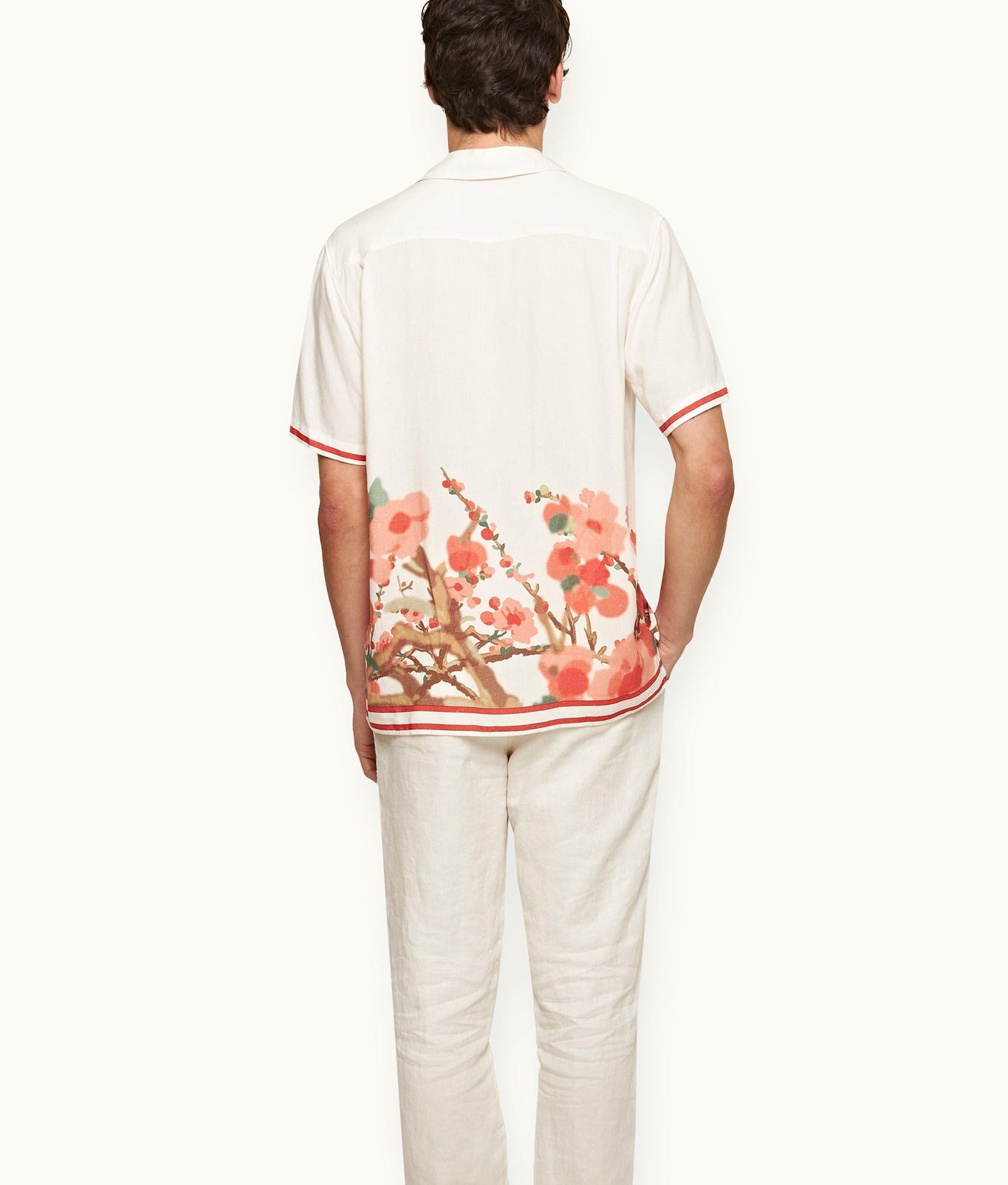 Maitan Blossom Season Print Relaxed Fit Capri Collar Shirt | Red
